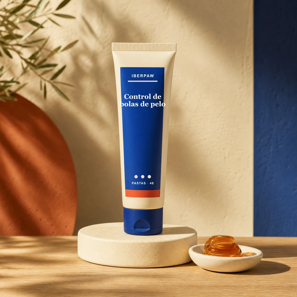 Envase Iberpaw de control de bolas de pelo en pasta oral para proyecto de marca blanca